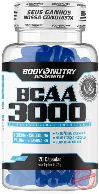 BCAA 3000 120 Capsulas Aminoacidos Essenciais Enriquecido com vitamina B6 Sem Sabor Ultra Concentrado Rapida Absorção Importado Original