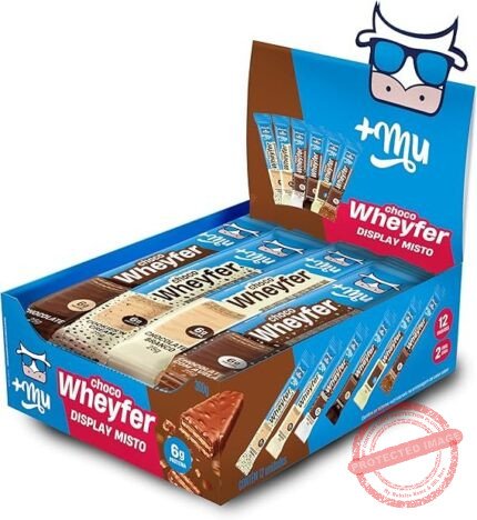 Chocowheyfer, Mais Mu, Wafer Proteico, Caixa Mista, 6g de Proteína, Zero Açúcar, Display com 12 Unidades