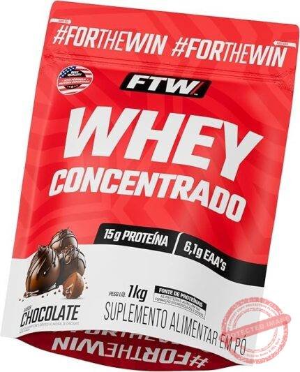 FTW Whey Concentrado com Proteína Concentrada WPC, Suplemento Alimentar em Pó com 15g de Proteína por Porção, Rico em Aminoácidos Essenciais, Sem Glúten – Refil 1KG (Chocolate)