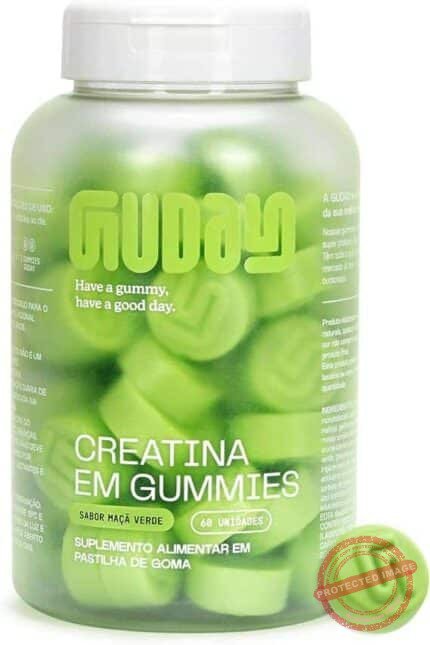 Guday Creatina Monoidratada em Gummies 60 Gomas Sabor Maçã Verde – Suplementação Prática e Refrescante para Sua Rotina de Treinos