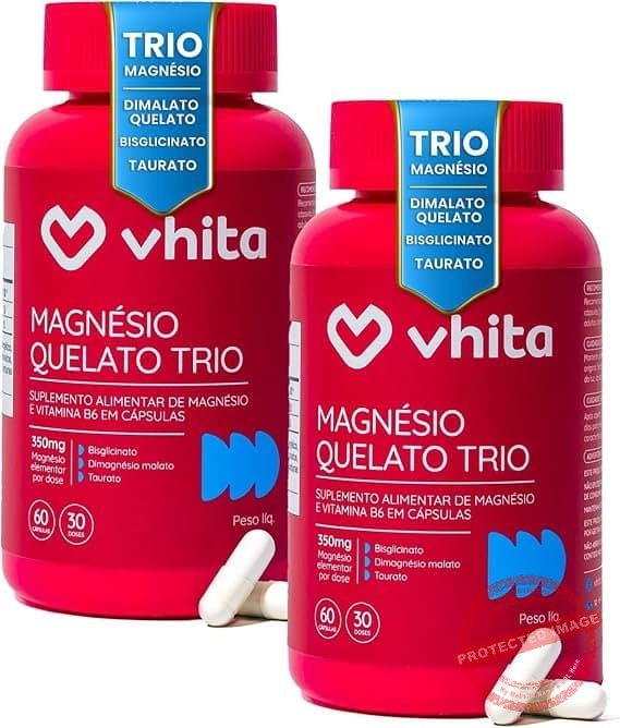 Magnesio-Quelato-Trio-Dimalato-Bisglicinato-e-Taurato-com-Vitamina-B6-350mg-Vhita-60-Capsulas-2-unidades.jpg Magnésio Quelato Trio, Dimalato, Bisglicinato e Taurato com Vitamina B6 350mg Vhita 60 Cápsulas (2 unidades) - Imagem 1