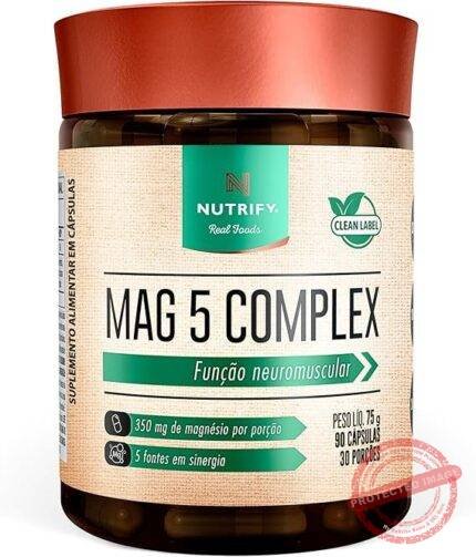 Nutrify Complexo Mag 5 – 90 Cápsulas - Suplemento Fonte de Magnésio para Equilíbrio e Bem-Estar