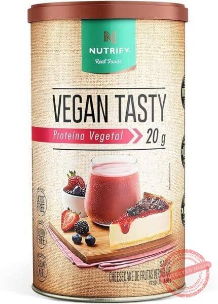 Nutrify Vegan Tasty Proteína Vegetal com 20g de Proteína por Dose - Suplemento Alimentar à Base de Plantas - Sem Lactose, Sem Glúten, Vegano - Sabor Cheesecake de Frutas Vermelhas - 420g