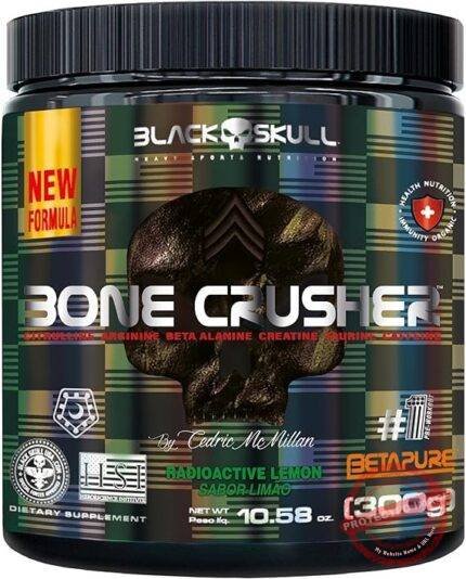Pré-Treino Suplemento Alimentar Bone Crusher Black Skull 300g Sabor Lemon Radioactive