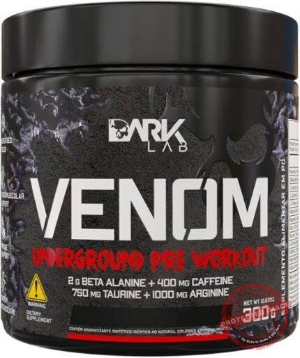 Pré-Treino Venom Underground Dark Lab 300g, Limão, Estímulo Físico e Mental