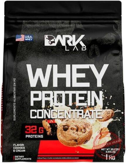 Whey Protein Concentrado Dark Lab, 1kg, Cookies & Cream, Proteína Concentrada do Soro do Leite (WPC), Ganho de Massa Muscular, Suporte Nutricional
